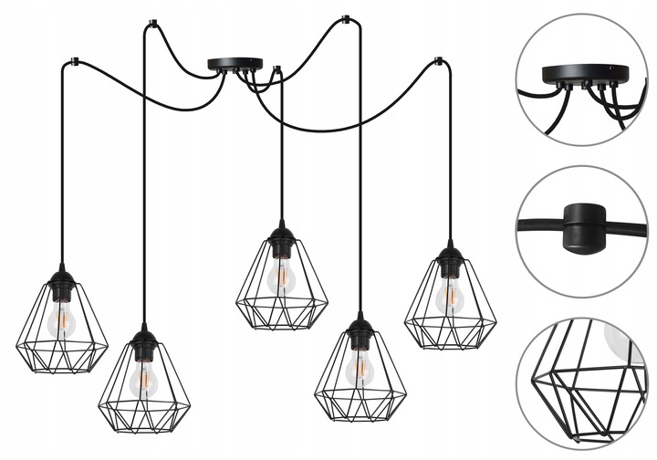 Loft Light Home Spider 5 hanging lamp, black