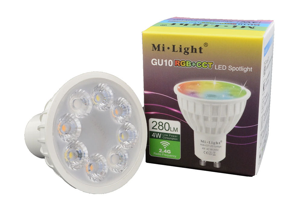 LED bulb with changeable color GU10 WW RGB + WW-CW CCT