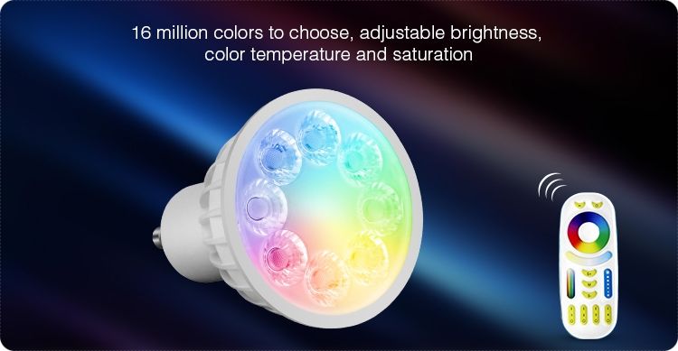 LED bulb with changeable color GU10 WW RGB + WW-CW CCT