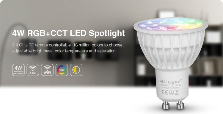 LED bulb with changeable color GU10 WW RGB + WW-CW CCT