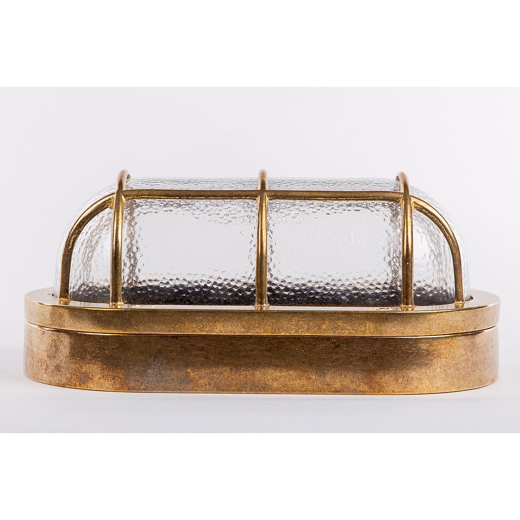 BRASS OVAL light fixture type 44, E27, 60W, cover transparent-glass, IP64, brass cage