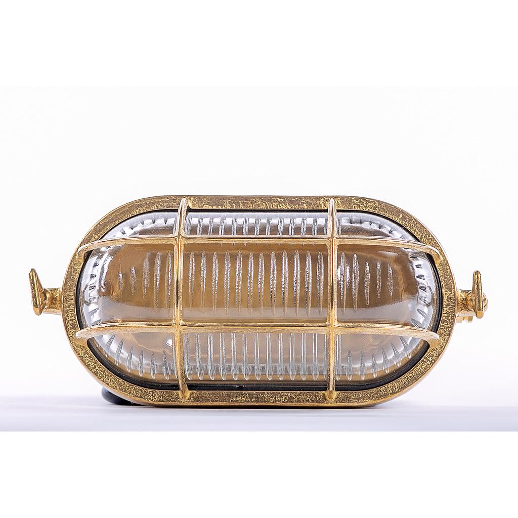 BRASS OVAL ECO light fixture type 47, E27, 40W, cover transparent-glass, IP64, brass cage