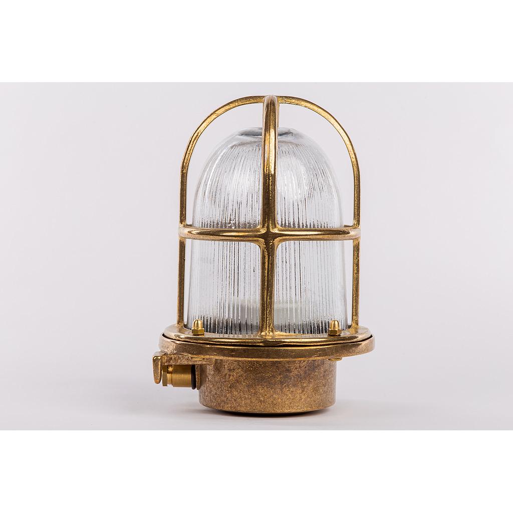 BRASS SCONCE type 15N, E27, 60W, cover transparent-glass, IP64, brass cage