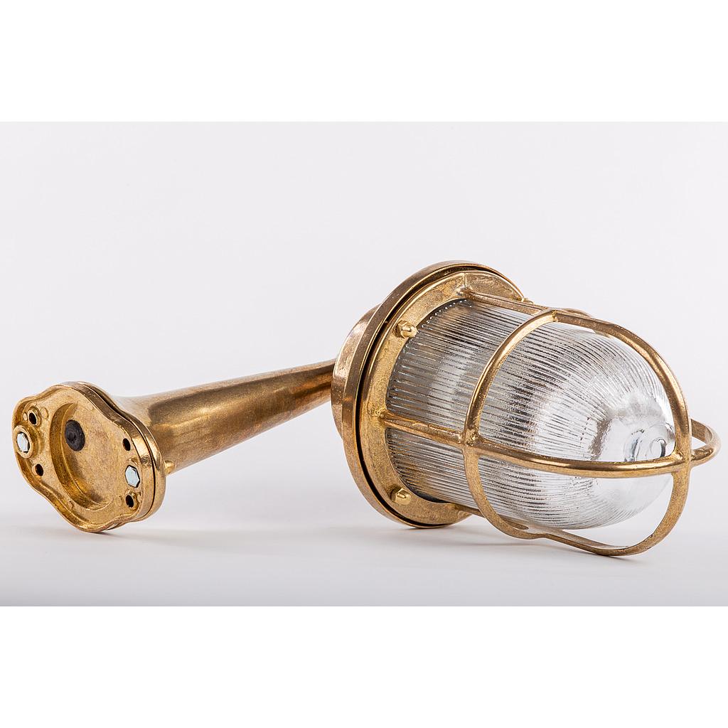 BRASS SCONCE type 63, E27, 60W, cover transparent-glass, IP64, brass cage