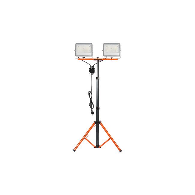SMD LED bouwlamp, schijnwerper, statief, 2x50W, 5000K, grijs
