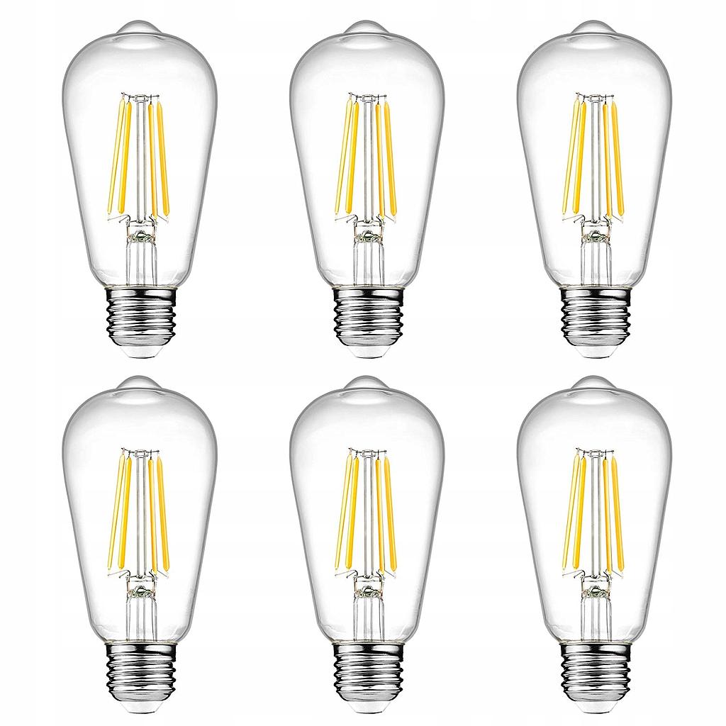 Set 6x E27 LED filament 10W 1000lm decorative bulb