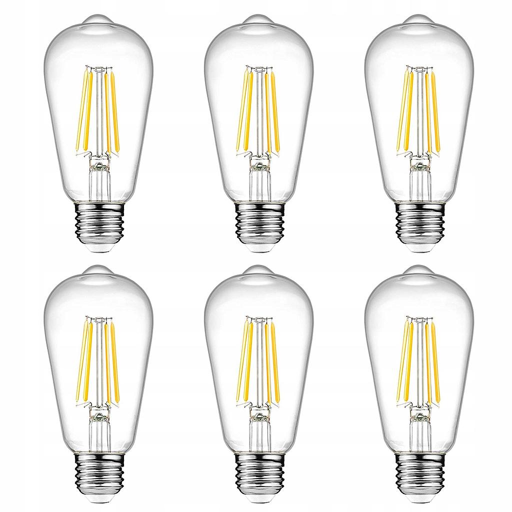 Set 6x E27 LED filament 10W 1000lm decorative bulb